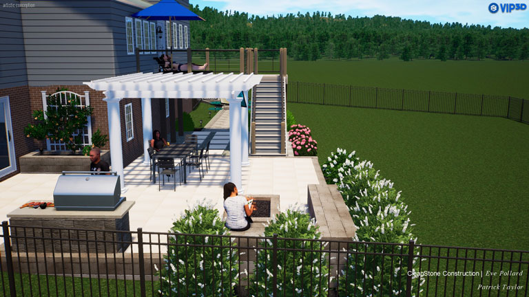 midlothian va - 3d visualization of a patio and pergola construction project
