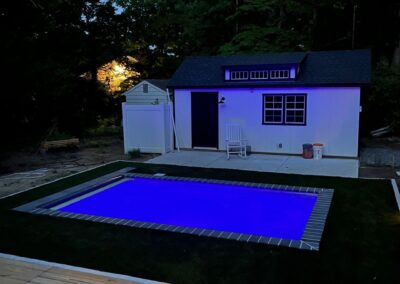 This project called for installing a vinyl liner pool with a mesh cover and an auto cover. Turf was also placed around the pool. Richmond, VA