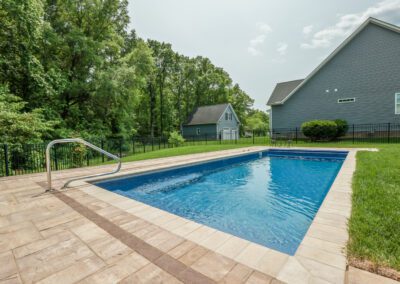 paver patio build project with custom driveway and walk, inground pool | cleanstone construction | glen allen, va