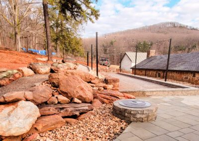 Custom Deck Build with Cumaru Brazilian cherry composite decking, stainless steel cable railing, and a custom lighting package | dillwiyn, va | cleanstone construction