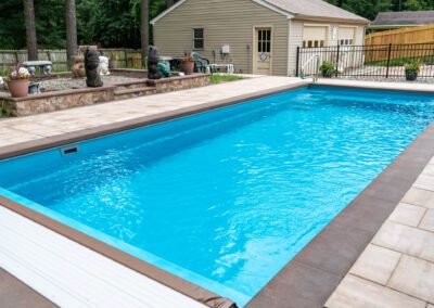 Rectangular fiberglass pool.