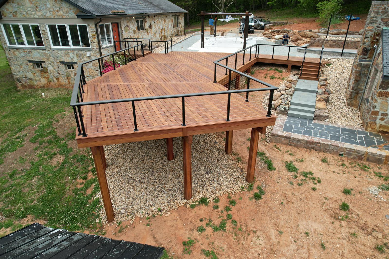 Triple tiered Deck attached to back of house.
