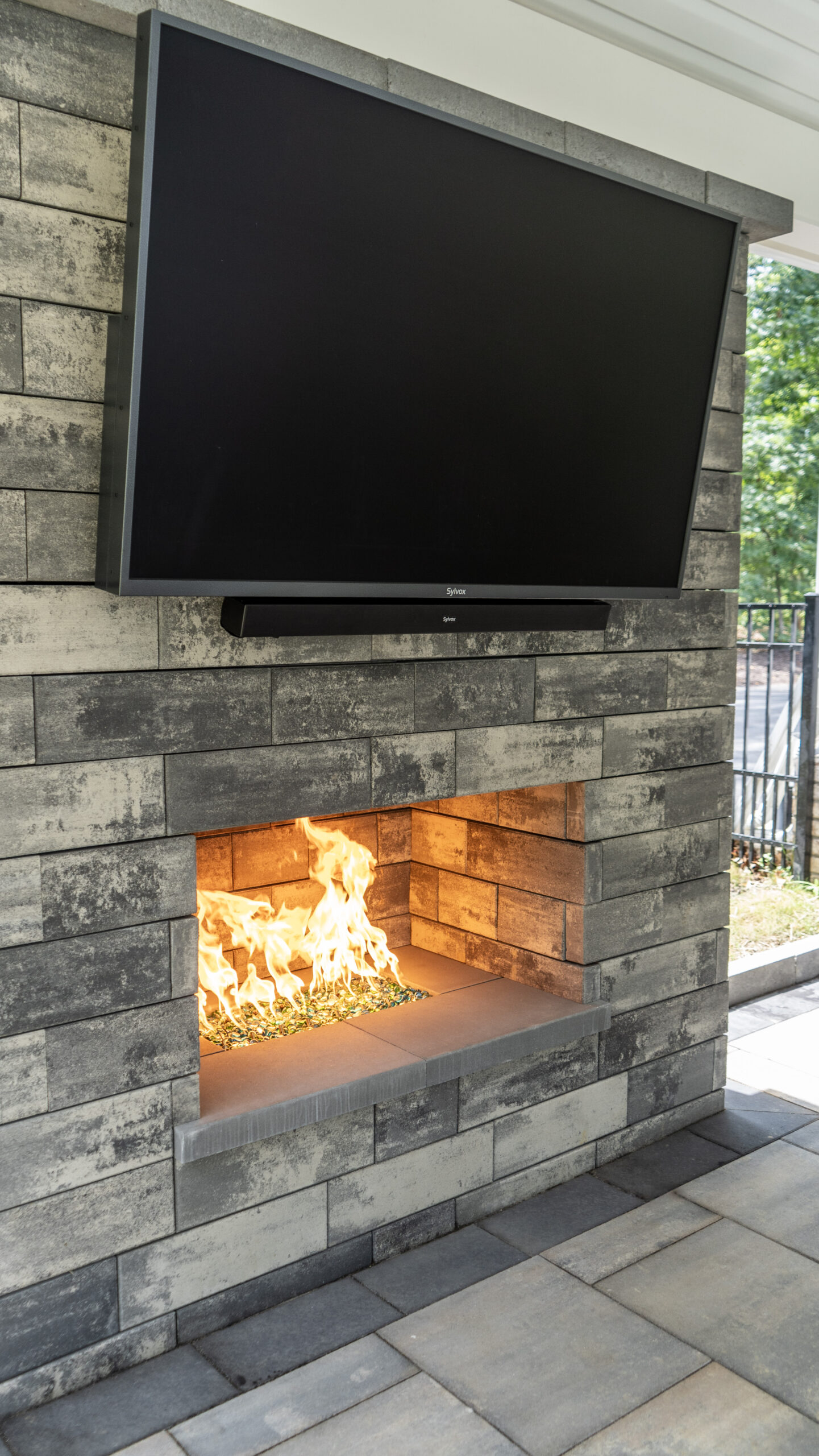 Brick fire place in a yard