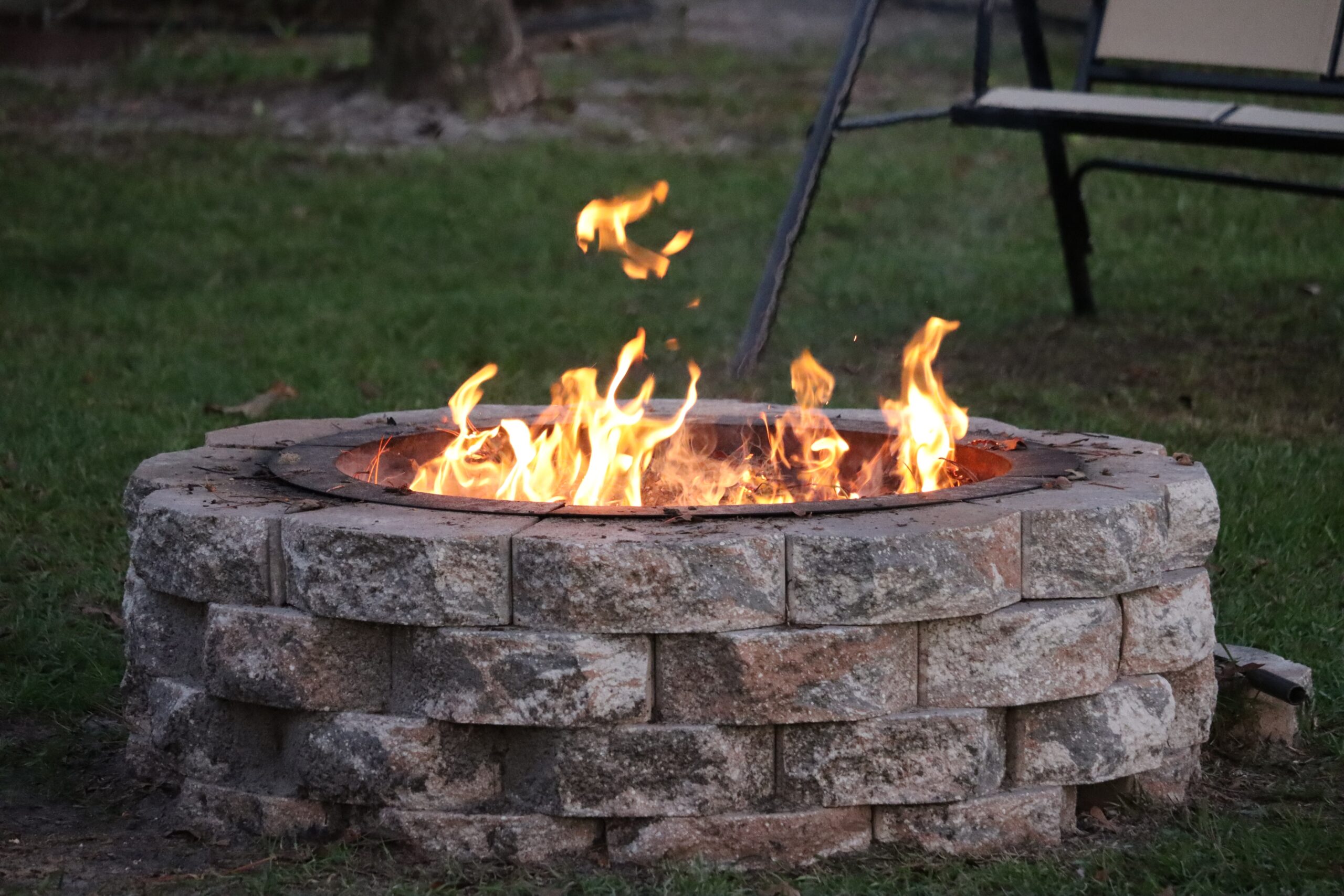 Brick fire place in a yard